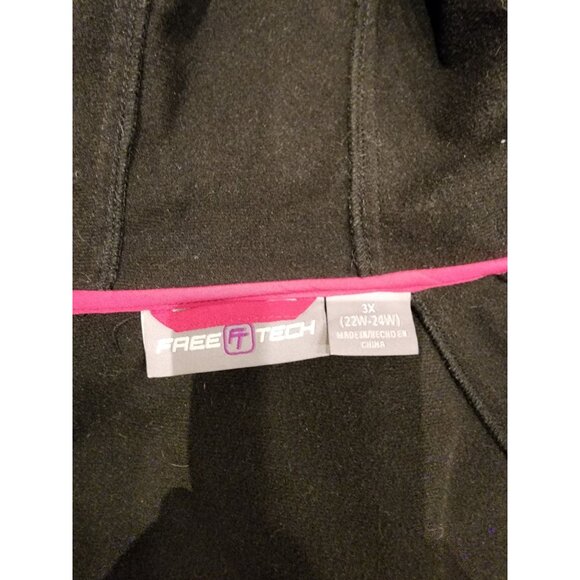 Women's Black Hooded Jacket 3X 22W-24W W/ Pink Accents Full Zip Pockets Polyeste - Picture 10 of 16